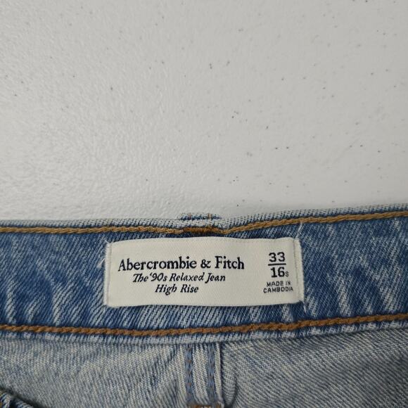 Abercrombie & Fitch 90's relaxed jean high rise blue 33 16s blue light wash 5534 - Picture 9 of 10